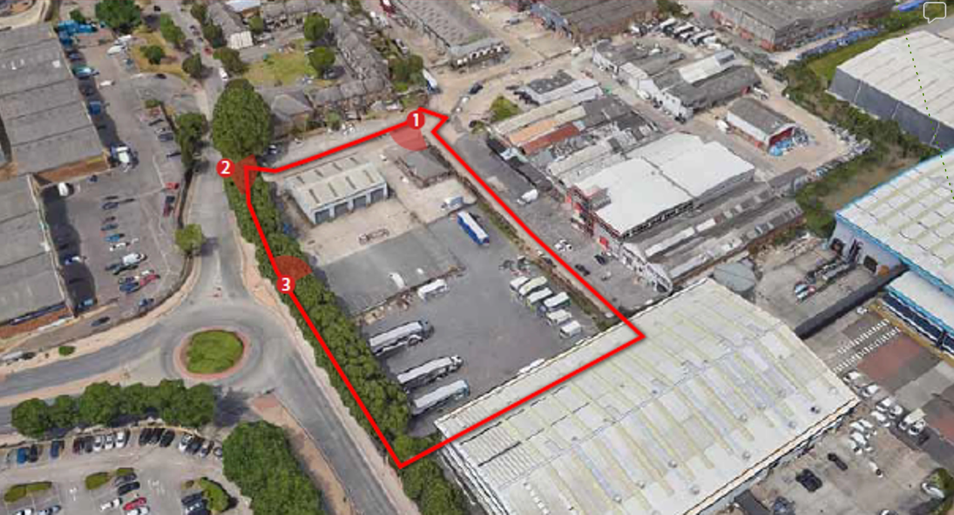 Aerial view of site from south west.